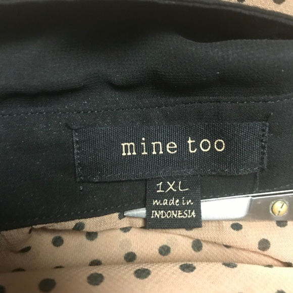 Mine Too Black Tan Polka Dot Button Down Top XL - Picture 8 of 8